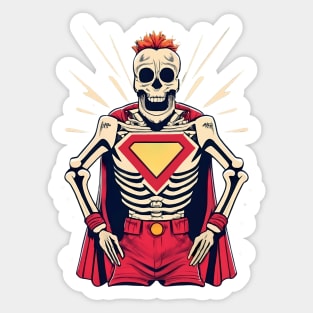 Skeleton Superhero Digital Art for Halloween Sticker